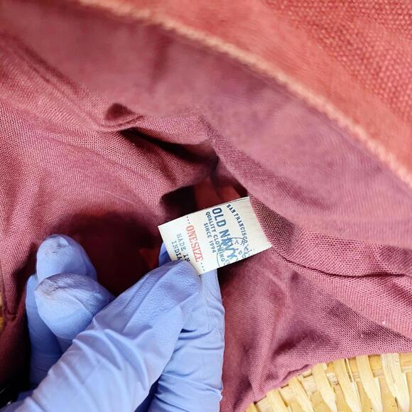 Old Navy‎ Canvas Handbag Summer Wooden Handles - Picture 4 of 8